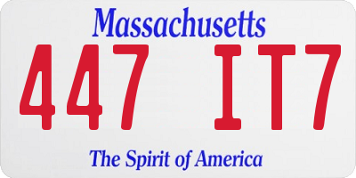 MA license plate 447IT7