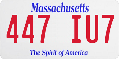 MA license plate 447IU7