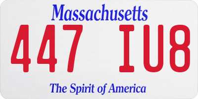MA license plate 447IU8