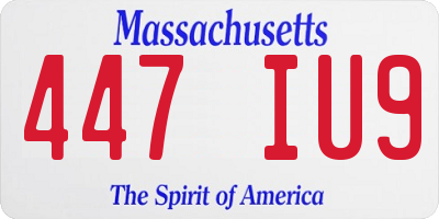 MA license plate 447IU9