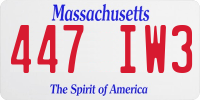 MA license plate 447IW3