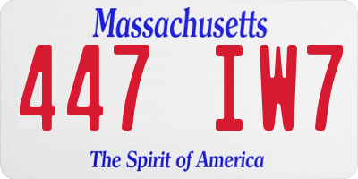 MA license plate 447IW7