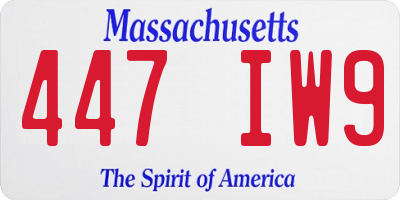 MA license plate 447IW9