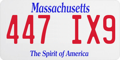 MA license plate 447IX9