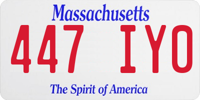 MA license plate 447IY0