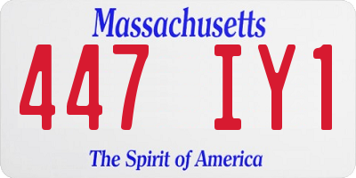 MA license plate 447IY1