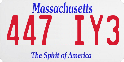 MA license plate 447IY3