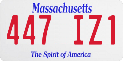 MA license plate 447IZ1