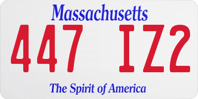 MA license plate 447IZ2