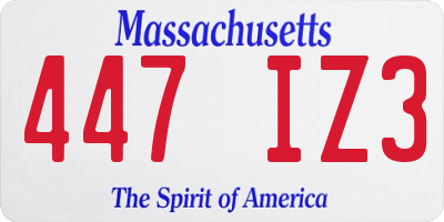 MA license plate 447IZ3