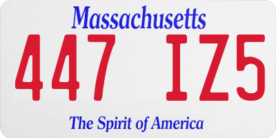 MA license plate 447IZ5