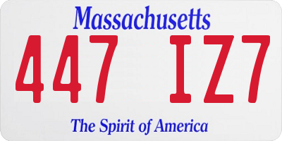 MA license plate 447IZ7