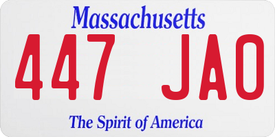 MA license plate 447JA0
