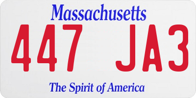 MA license plate 447JA3