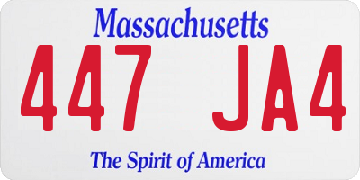 MA license plate 447JA4