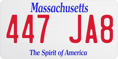 MA license plate 447JA8