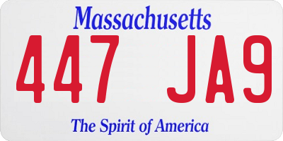 MA license plate 447JA9