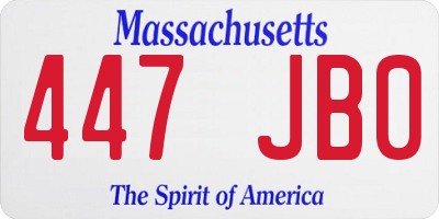 MA license plate 447JB0
