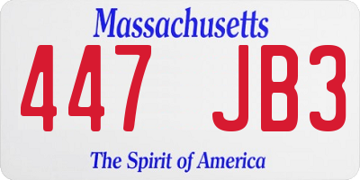 MA license plate 447JB3