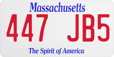 MA license plate 447JB5
