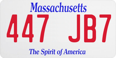 MA license plate 447JB7