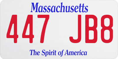 MA license plate 447JB8