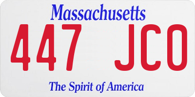 MA license plate 447JC0