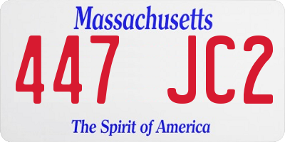 MA license plate 447JC2