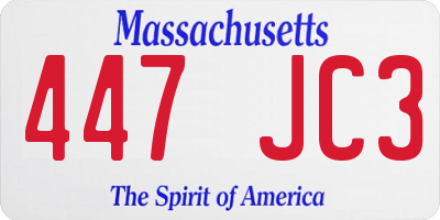 MA license plate 447JC3