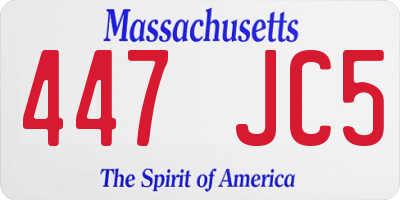 MA license plate 447JC5
