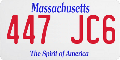 MA license plate 447JC6