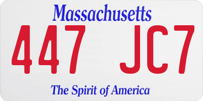 MA license plate 447JC7