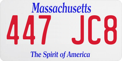 MA license plate 447JC8