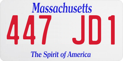 MA license plate 447JD1