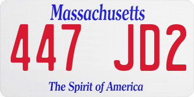 MA license plate 447JD2