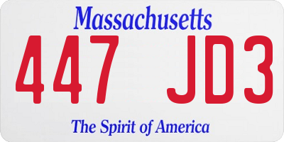 MA license plate 447JD3