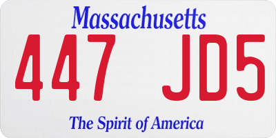 MA license plate 447JD5