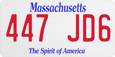 MA license plate 447JD6