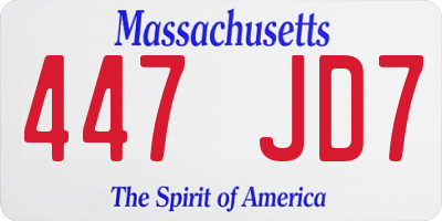 MA license plate 447JD7