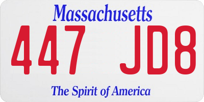 MA license plate 447JD8