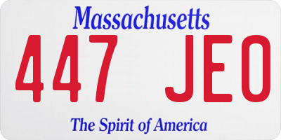 MA license plate 447JE0