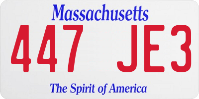 MA license plate 447JE3