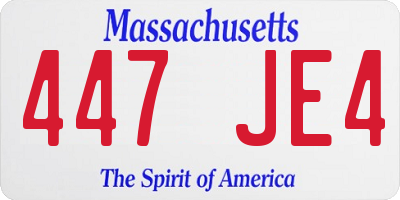 MA license plate 447JE4