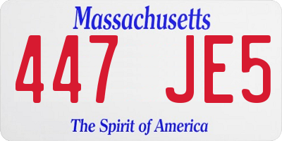 MA license plate 447JE5
