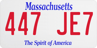 MA license plate 447JE7