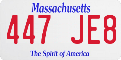 MA license plate 447JE8