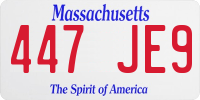 MA license plate 447JE9