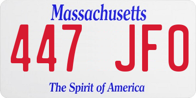 MA license plate 447JF0