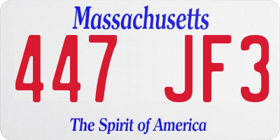 MA license plate 447JF3