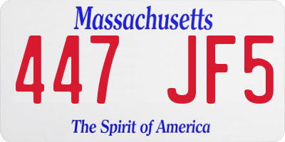 MA license plate 447JF5